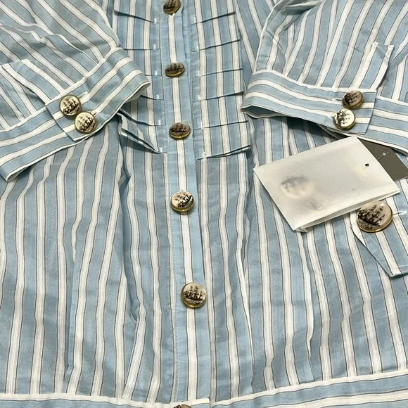 NWT LEIFSDOTTIR Anthropologie Nautical Pinstripe Top Size 6 - Picture 13 of 13